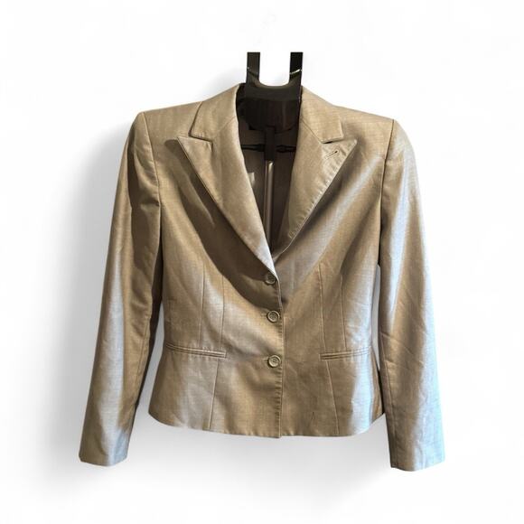 KASPER Womens Career Blazer Jacket Tan Lined Professional Size 8 - Picture 1 of 5